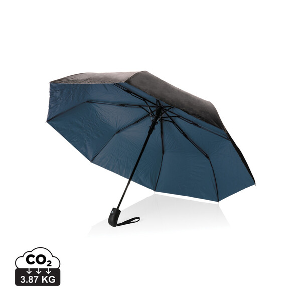 21" Impact AWARE™ RPET 190T Pongee dual colour mini umbrella - Blue