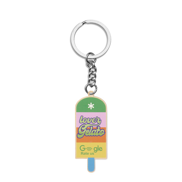 Custom shape wooden NFC keyring - 50mm / M3 flat split ring / Tissue paper wrapping / Read-only