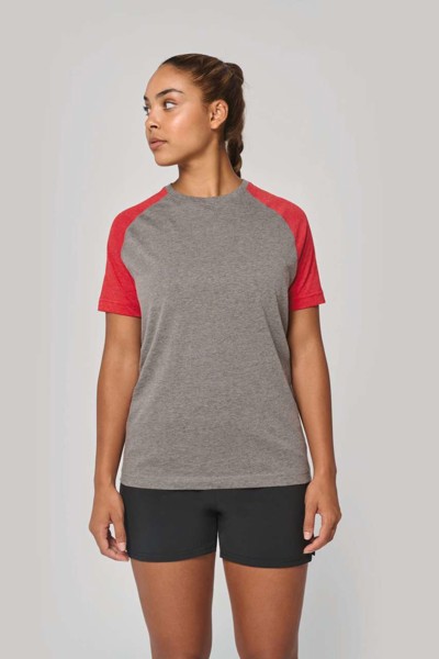 Adult Triblend Two-Tone Sports Short-Sleeved T-Shirt - Grey Heather / Sporty Royal Blue Heather / L
