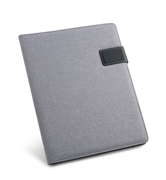 RIORDAN. A4 folder in imitation linen and PU with lined pages - Light Grey