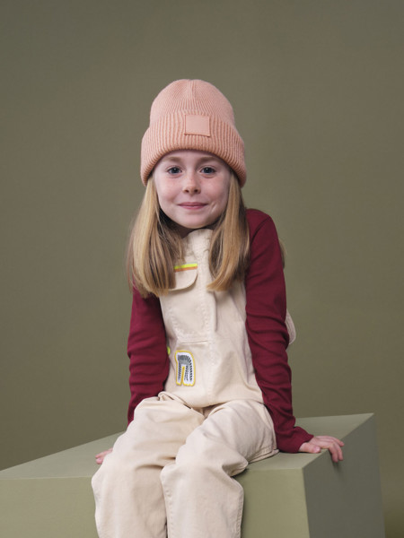 Kids Deep Cuffed Beanie - Natural Stone