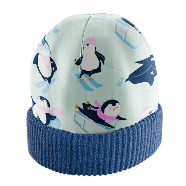 Full colour polyester beanie with acrylic inside and ribbed 2*1 cuff - Kids