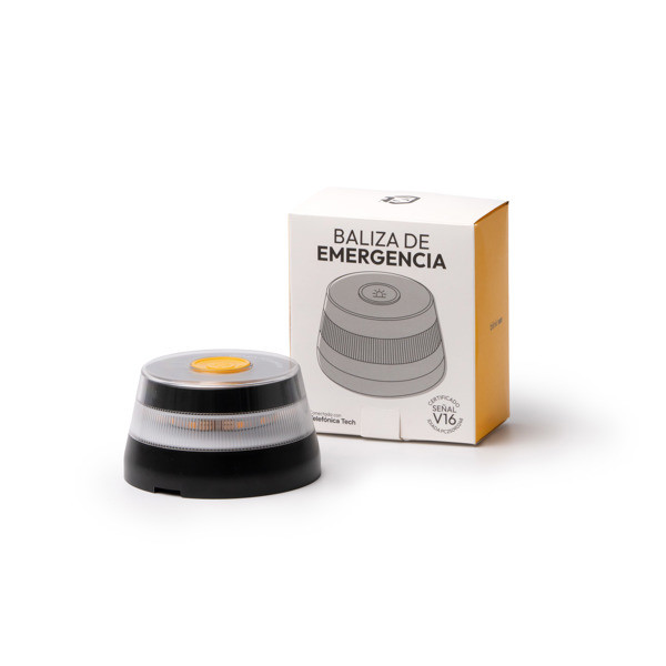 Homologated V16 emergency light with geolocation and magnetic base, custom branded