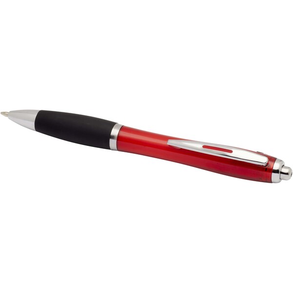 Nash RCS recycled plastic ballpoint pen with coloured barrel and black grip (black ink) - Red