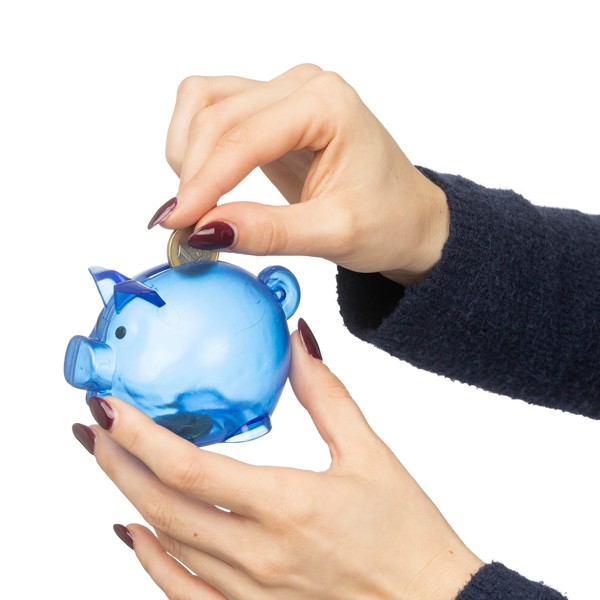 Recycled PS plastic piggy bank Vivi - Red