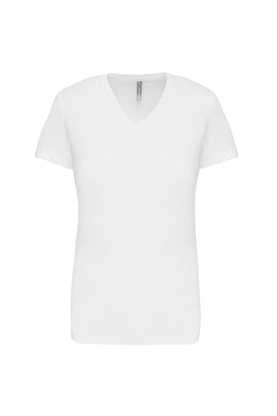 Ladies' Short-Sleeved V-Neck T-Shirt - White / S