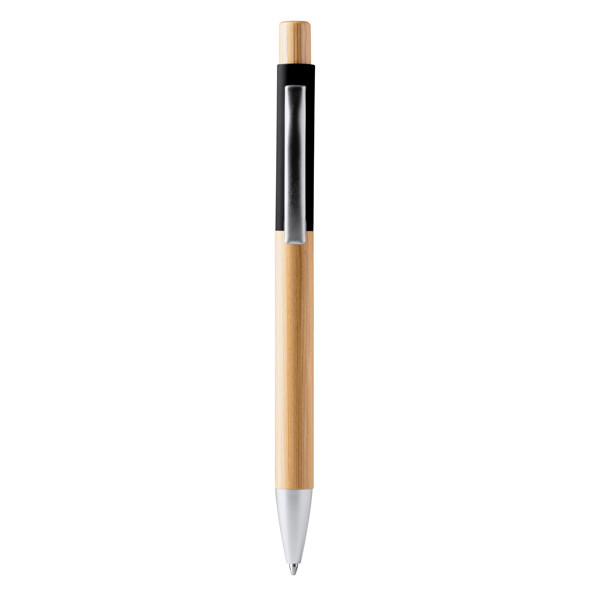Personalized bamboo ballpoint pen with metal clip