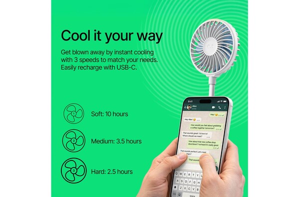 Fresh 'n Rebel Wireless Magnetic Fan with Phone Stand - White