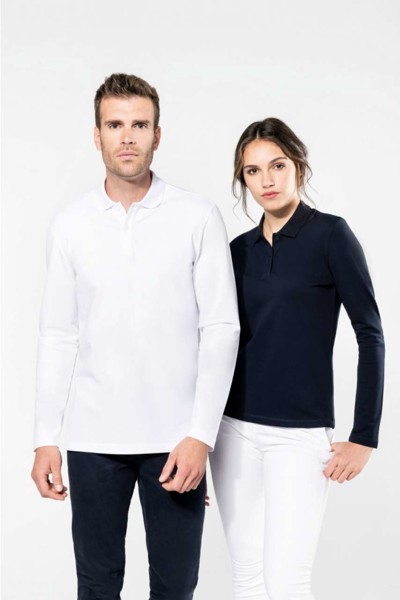 Ladies' Long-Sleeved Supima® Polo Shirt - White / L