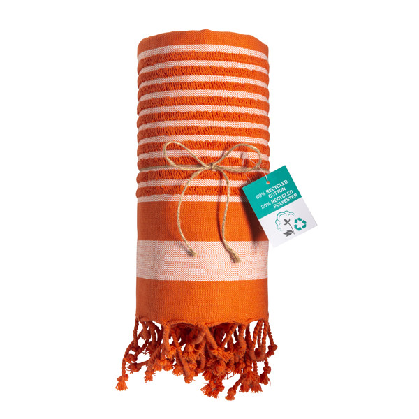 Recycled cotton beach towel, 350 g/m2, 90x170 cm - Orange