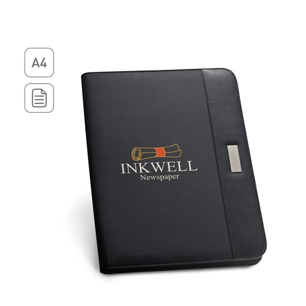 PASZO. Porte-documents A4 en PU et microfibre avec bloc de pages lignées