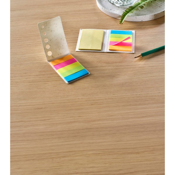 Memo holder, sticky notes, seed paper