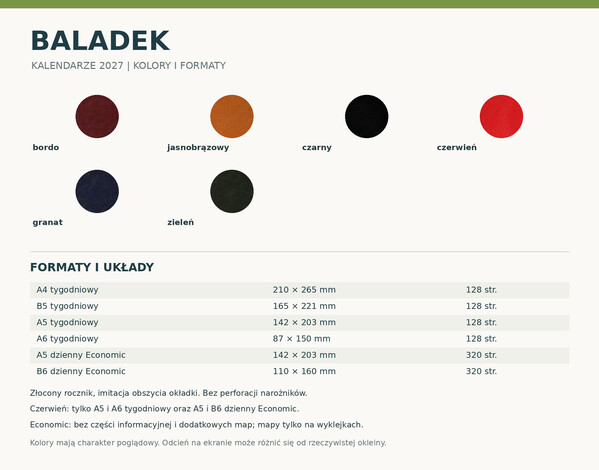 Kalendarz książkowy Baladek