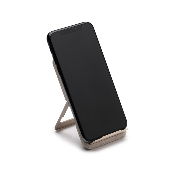 Cargador inalámbrico personalizado de fibra de trigo y bambú 15W con soporte para smartphone