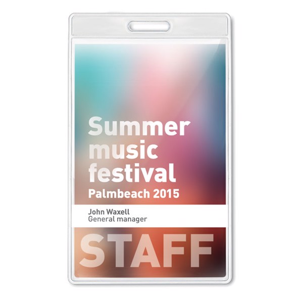 Transparent badge 7,5cmx12,5c Badgo