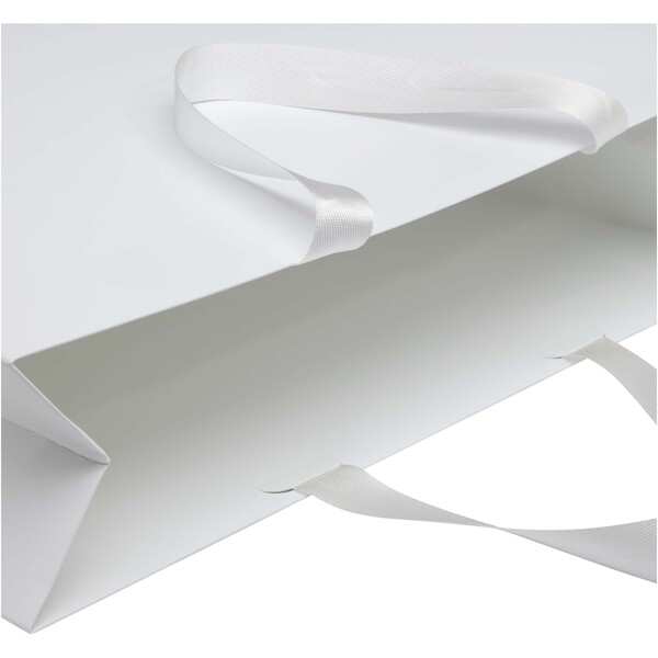 Smartfold 230 g/m2 paper bag with ribbon handles and matt lamination -  42 x 12 x 35 cm - White