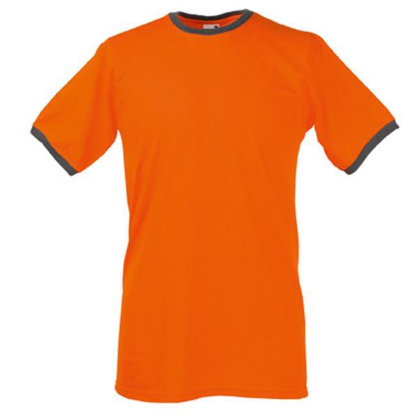 T-Shirt Valueweight Ringer T 165G - 100% Algodão - Laranja E Cinza / L