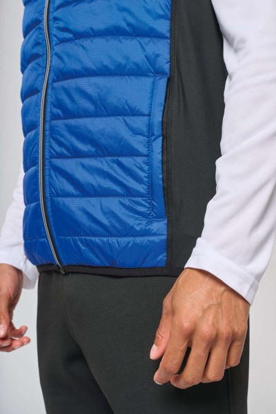 Dual-Fabric Sleeveless Sports Jacket - Dark Royal Blue / Black / XS