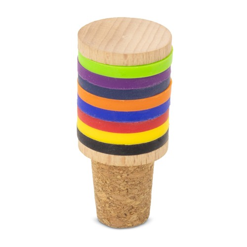 CORK AND WOOD STOPPER WITH 8 IDENTIFICATION RINGS FOR GLASSES “TRIANA”