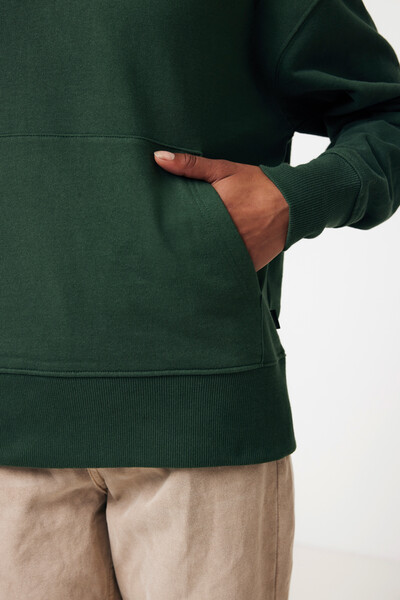 Mikina s kapucí Iqoniq Yoho relaxed fit z recykl. bavlny - Forest Green / XXL