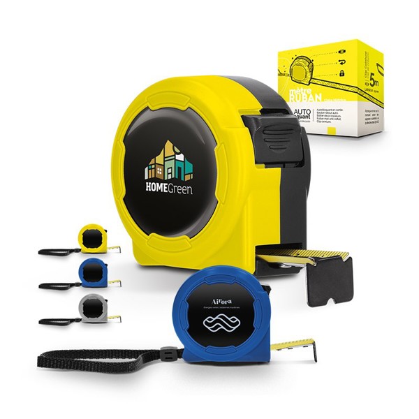 MESURE : METRE RUBAN JAUNE 5 m X 19 mm COQUE PLASTIQUE - Jaune