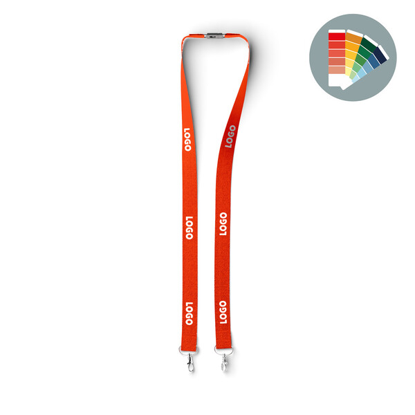 Polyester pantone matched screenprint lanyard with 2 clips - 20mm width / Metal carabiner / Safety breakaway