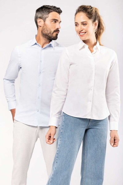 Ladies’ Long-Sleeved Cotton Poplin Shirt - White / L