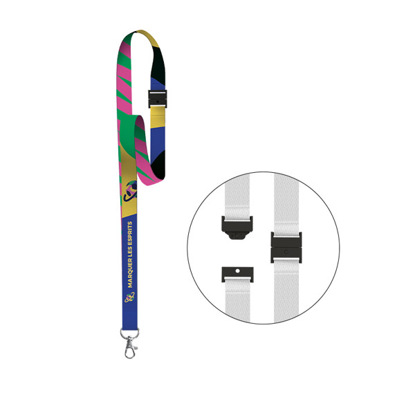 CORDON TOUR DE COU ANTI-ETRANGLEMENT / LANYARD 2X92 CM - SUBLIMATION - Echantillon