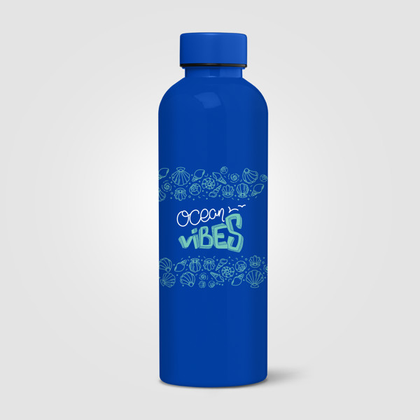 Gourde Norden en rPET brillante monochrome étanche – 680 ml - Bleu roi / Sérigraphie