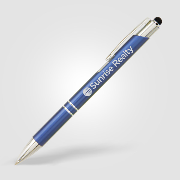 Stylo Crosby Mat Stylet coté clip - Bleu marine / Jet d’encre 4 couleurs