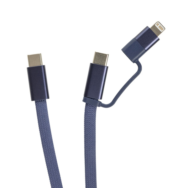 Câble magnétique 60W 2 en 1 Arc en PET RCS - Bleu
