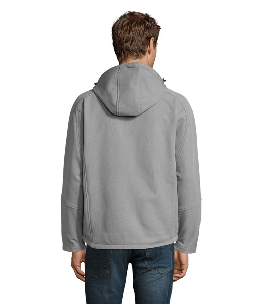 REPLAY MEN HOODED SOFTSHELL - Grey Melange3XL