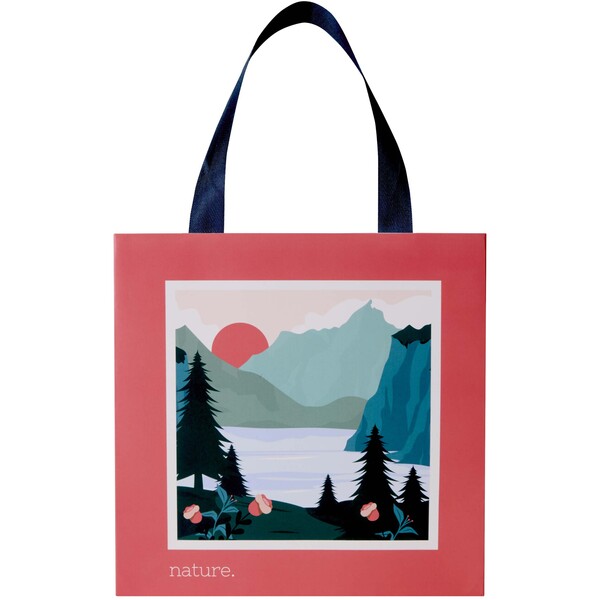 Smartfold 210 g/m² paper bag with ribbon handles and matt lamination -  24 x 10 x 24 cm - Blue