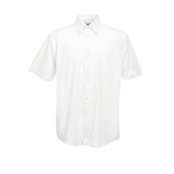 Camisa Poplin Manga Curta 120G - 55% Algodão/ 45% Poliéster - Branco / S