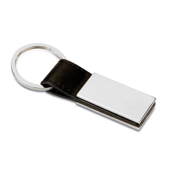 Porte-clés PU et métal Rectanglo - Noir