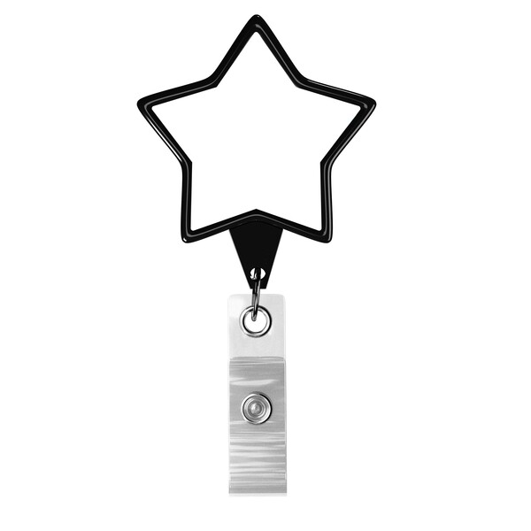 Retractable badge reel in star shape with logo - Black