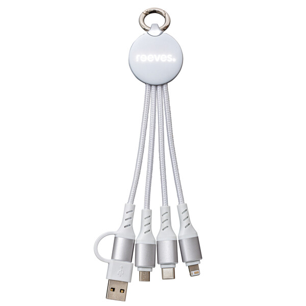 Câble de Charge 6 en 1 avec Lumière PUHALANI II - blanc / blanc
