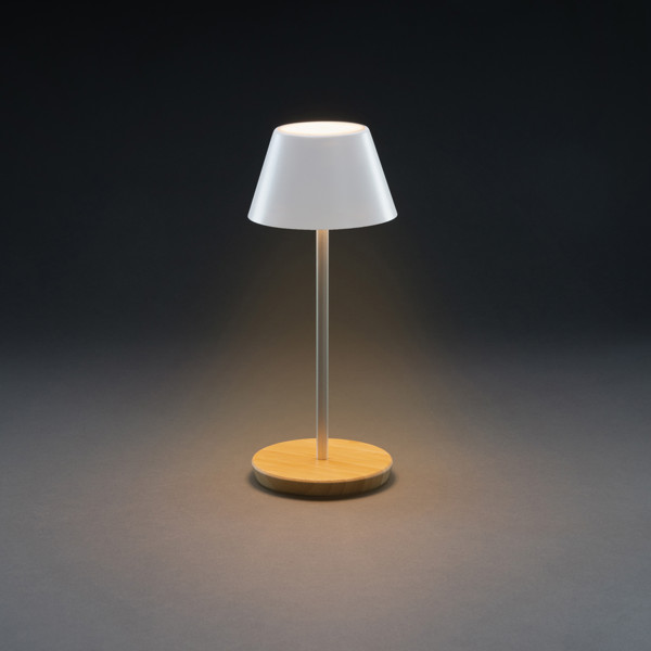 USB stolná lampa Pure Glow z RCS recykl. plastu, biela