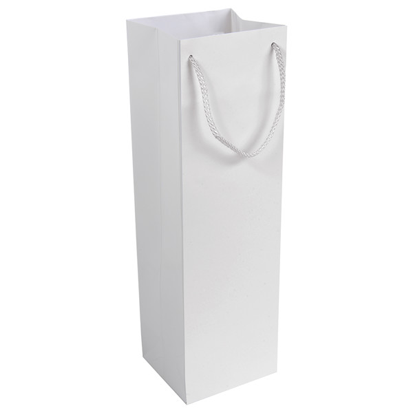 157 G/M2 Matte Laminated Paper Bottle Shopping Bag With Gusset And Bottom Reinforcement - White