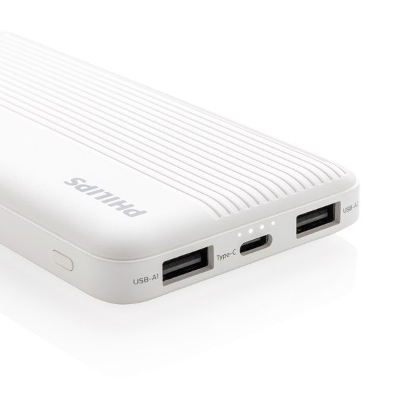 Philips 10.000 mAh slim powerbank, hvid