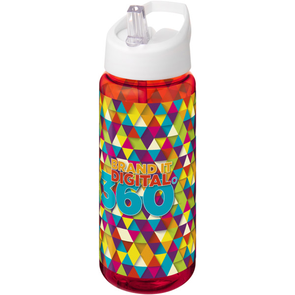 Bouteille de sport H2O Active® Octave Tritan™ de 600 ml avec couvercle à bec verseur - Rouge / Blanc