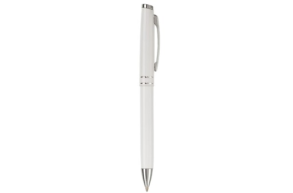 Pen set 2 stripes barrel metal - White