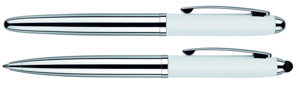 Senator® Stylo À Bille Et Roller En Étui, Set Nautic Soft Touch - Blanc