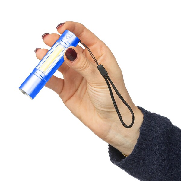Lampe de poche COB en aluminium recyclé Sami - bleu cobalt