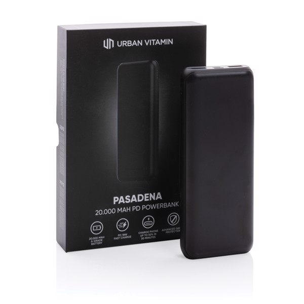 Powerbanka Urban Vitamin Pasadena 20 000 mAh 18W PD - Čierna