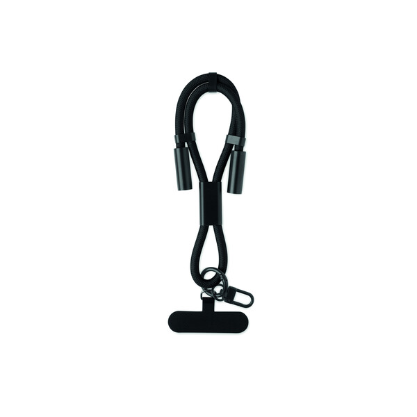 Adjustable type C to C, 60W charging cable short strap phone holder - Black