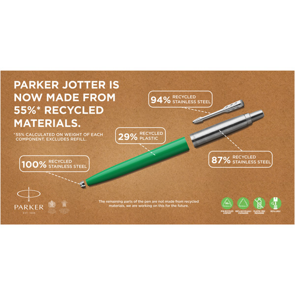Stylo bille Parker Jotter recyclé (encre noire) - Blanc