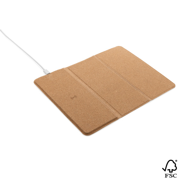 XD - 10W wireless charging cork mousepad and stand