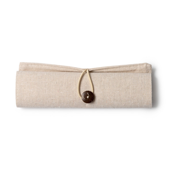 Natural writing set personalised with bamboo ruler, paper pencil and cardboard pen in jute pouch