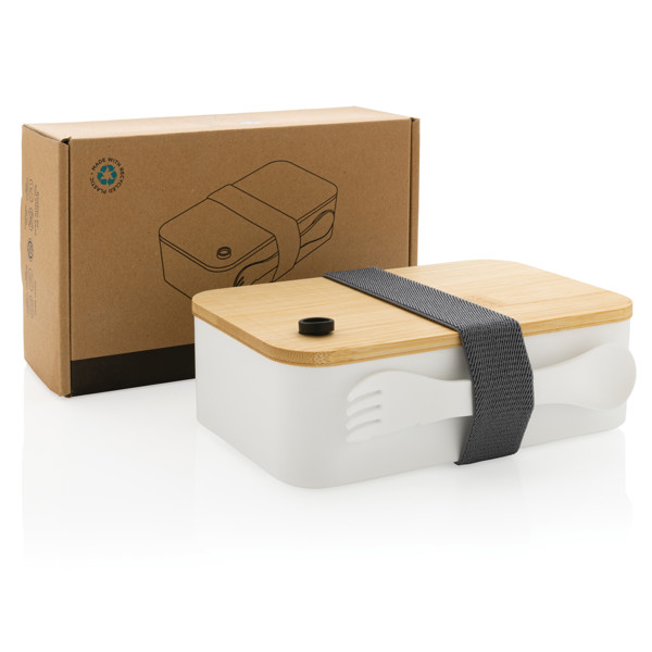 Xd Collection lunchbox s pokrovom iz bambusa, 0,7 l - Bela